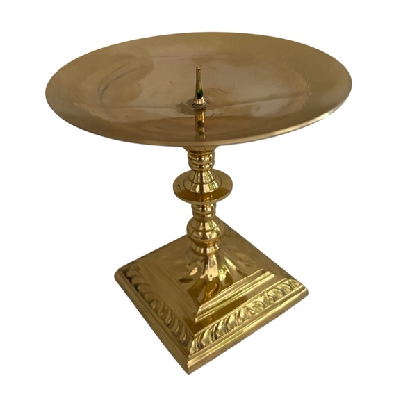 Other - Vintage Solid Brass Pedestal Candle Holder Ralph Lauren Style Decor